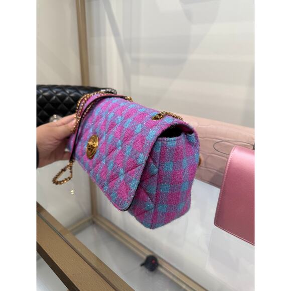 Versace tweet blue pink flap bag with gold Medusa - Picture 4 of 8